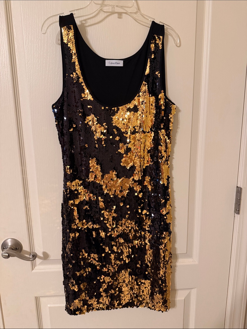 Calvin Klein Black & Gold Sequin Tank Dress